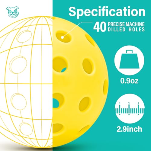 BuddyCheer Pickle Ball, Outdoor Pickleball Balls Set, 4 Pack, 40 Hole, Pickleball Gifts for Women & Men, Pickle-Ball Equipment