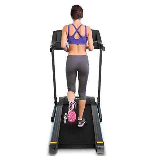 Goplus 2.25HP Electric Folding Treadmill with Incline, Walking Running Jogging Fitness Machine with Blue Backlit LCD Display for Home & Gym Cardio Fitness (Black Jaguar Ⅱ)