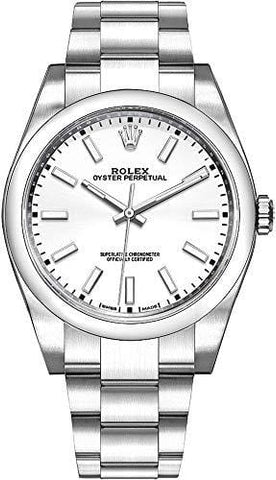 Men's Rolex Oyster Perpetual 39 White Dial Watch - Ref. 114300