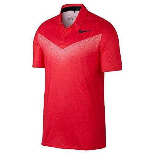 NIKE Dry Fit Chevron Print Golf Polo 2017 Siren Red/White/Black Large