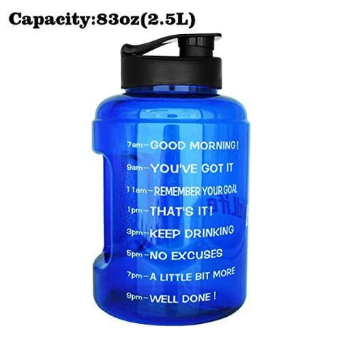 1 Gallon(83OZ) Water Bottle Inspirational Fitness Workout Sports Water Bottle with Time Marker Times for Measuring Your H2O Intake, BPA Free Non-Toxic,Leak Proof Lid (83OZ, Blue) [product _type] BuildLife - Ultra Pickleball - The Pickleball Paddle MegaStore