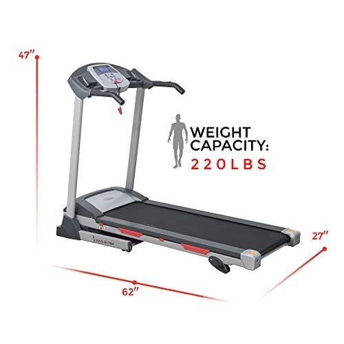 Sunny Health & Fitness SF-T7603 Electric Treadmill w/ 9 Programs, 3 Manual Incline, Easy Handrail Controls & Preset Button Speeds, Soft Drop System