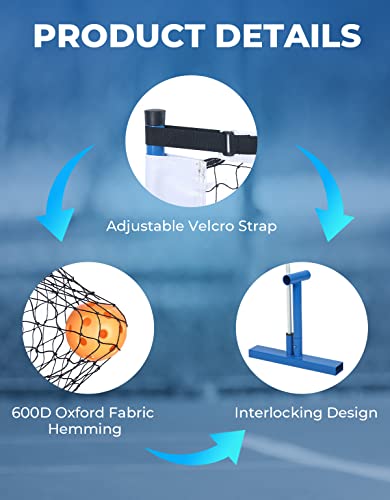 DEERFAMY Portable Pickleball Net System, Designed for All Weather Conditions with Steady Metal Frame and Strong PE Net, Regulation Size Net with Carrying Bag