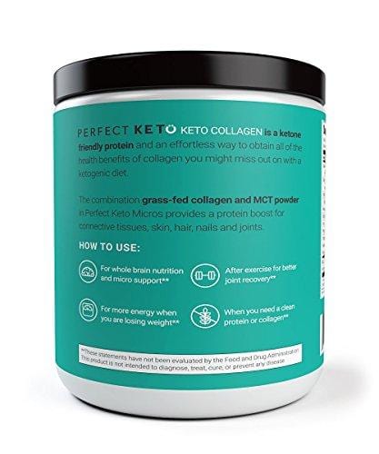 Perfect Keto Protein Powder Unflavored: Grassfed Collagen Peptides Low Carb Keto Drink Supplement With MCT Oil Powder - Best as Keto Drink Creamer or added to Ketogenic Diet Snacks Paleo & Gluten Free