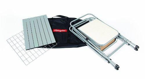 Camco Deluxe Folding Grill Table, Great for Picnics, Tailgating, Camping, RVing and Backyards; Quick Set-up and Folds Down to Only 6 Inches Tall for Convenient Storage (57293)