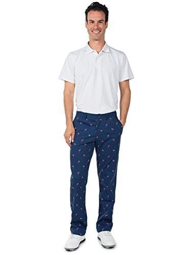 Tipsy Elves Men's Fairway Flamingo Loud Golf Pants - Crazy Golf Pants: Large