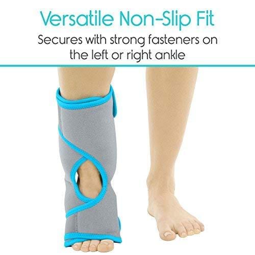 Vive Ankle Ice Pack Wrap - Foot Cold / Hot Compression Brace - Adjustable Freeze Support For Cooling / Heating Achilles Injuries, Tendonitis, Plantar Fasciitis, Sore Feet, Inflammation, Muscle  Sprain