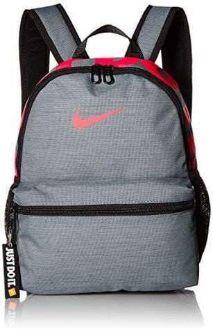 NIKE Kids' Brasilia Just Do It Mini Backpack, Cool Grey/Black/Racer Pink, One Size