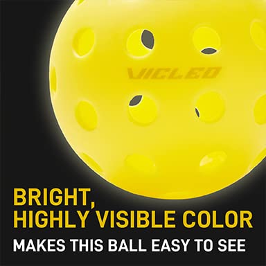 Pickleballs Balls - Vicleo Pickleball Outdoor Balls 6-Pack for Tournament Play, Professional Performance(Yellow)