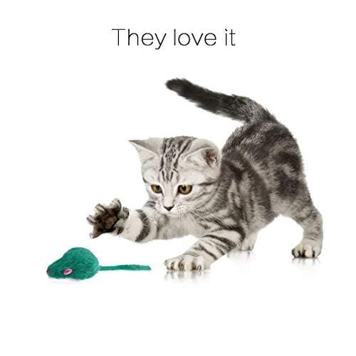 Yangbaga Real Fur Mice Rattle 14 Pack, Cat Toys Rainbow Mice Rabbit Feather for Cats and Kittens (14 pcs Rainbow mices)