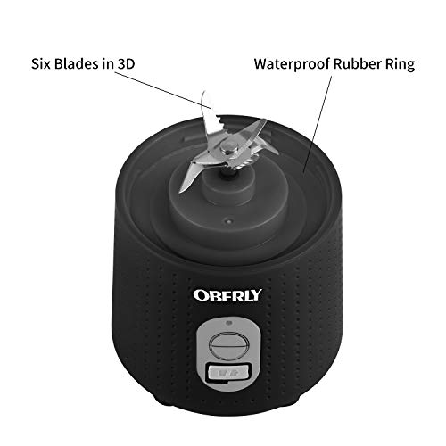 Portable Blender, OBERLY Personal Juicer Cup for Shakes and Smoothies - Six Blades in 3D, 13oz Fruit Mixing Machine with 4000mAh USB Rechargeable Batteries, Ice Tray, Detachable Cup, Perfect Blender for Travel, Outdoor