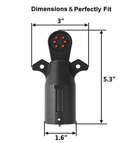 AutoSonic 7 Way Trailer Wiring Tester, 7 Pin Blade Plug with Red LED, 6 Function RV Connector Circuit Tester, Trailer Hitch Wiring Tester, RV Towing Wiring Tester, Weatherproof