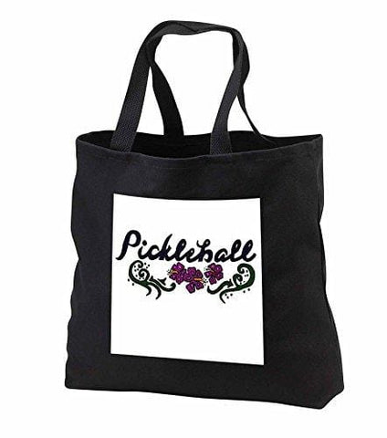 All Smiles Art Sports and Hobbies - Artistic Pickleball Art and Flowers Original - Tote Bags - Black Tote Bag JUMBO 20w x 15h x 5d (tb_240038_3)