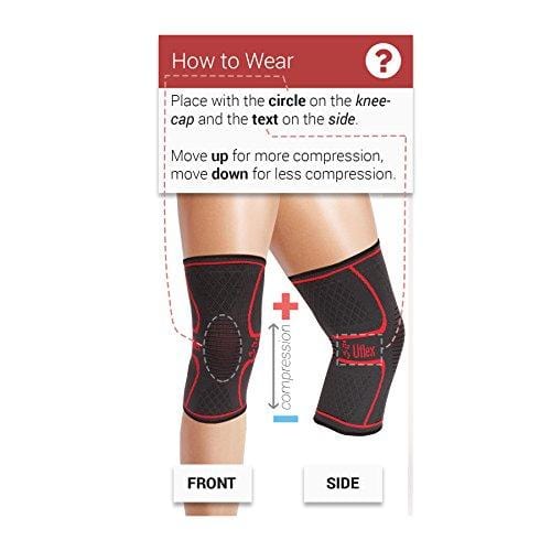 UFlex Athletics Knee Compression Sleeve Support for Running, Jogging, Sports - Brace for Joint Pain Relief, Arthritis and Injury Recovery - Single Wrap Size Medium