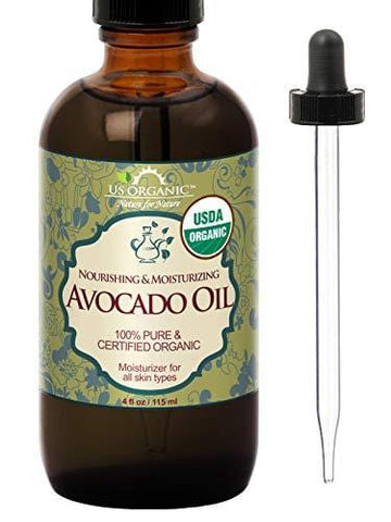 US Organic Avocado Oil Unrefined Virgin, USDA Certified Organic, 100% Pure & Natural, Cold Pressed, in Amber Glass Bottle w/Glass Eye dropper for Easy Application (4 oz (Large)) - Ultra Pickleball