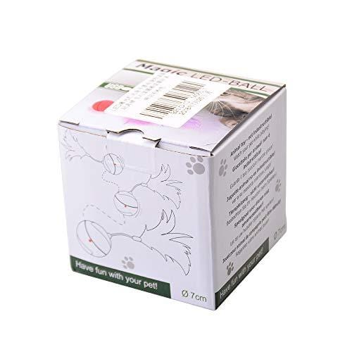 Wanfei Interactive Cat Toys, Automatic Self Rotating USB Charged Light Pet Toy with Small Bell, Pets Cats Dogs Chaser Ball, Rechargeable Entertainment Exercise Toy with Detachable Feather for Cat Dog