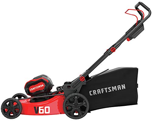 CRAFTSMAN V60 3-in-1 Cordless Lawn Mower, 21-Inch (CMCMW260P1),Red