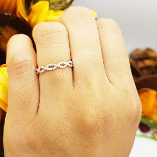 Dazzlingrock Collection 0.20 Carat (ctw) 10K Round Diamond Ladies Swirl Anniversary Wedding Band Stackable Ring 1/5 CT, Rose Gold, Size 6.5