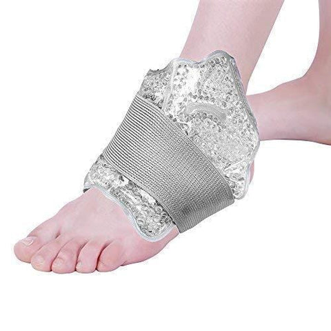 NEWGO®Foot & Ankle Ice Pack Wrap Reusable Ankle Brace with Gel Bead, Soft Ice Pack for Injuries, Pain Relief, Swollen Foot (10" x 6") - 1 Pack