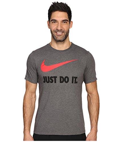 NIKE Sportswear Men's Just Do It Swoosh Tee, Charcoal Heather/Black, Small
