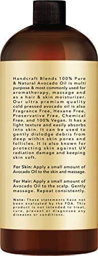 100% Pure Avocado Oil - HUGE 16 OZ - All Natural Premium Quality - Cold Pressed Carrier Oil for Aromatherapy, Massage & Moisturizing Skin - HEXANE FREE