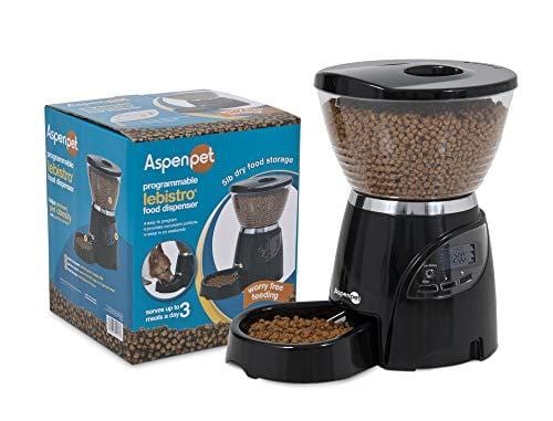 Aspen Pet Lebistro Programmable Cat and Dog Feeder 2 Sizes Black