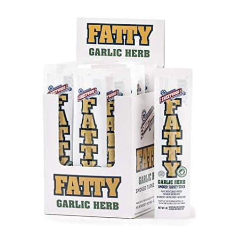 Sweetwood Smokehouse | Turkey Fatty Meat Stick | Garlic Herb | 1oz (10 Count) | Gluten Free | Nitrate Free | Grass Fed | All Natural