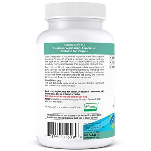 Nordic Naturals Algae Omega - Vegetarian Omega-3 Supplement for Eye Health, Heart Health, and Optimal Wellness, 120 Soft Gels