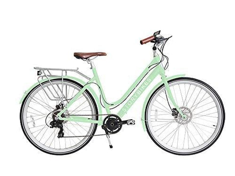Story Electric Bike - Step-Through Design eBike, Smart 350W Electronic Motor, Hidden Lithium Battery, USB Port to Charge Phone, Shimano Single or 7 Speed, Disc Brakes, 700c Unisex Electric Bicycle