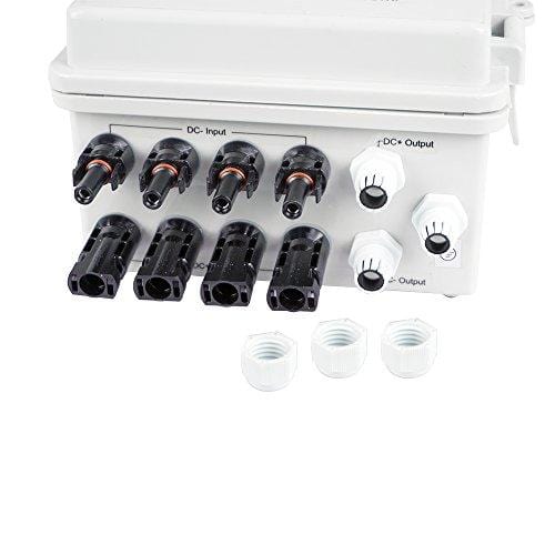 ECO-WORTHY 4 String PV Combiner Joint Box 10A Circuit Breakers for On/Off Grid Solar Panel System