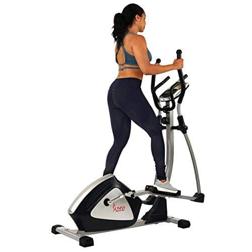 Sunny Health & Fitness Magnetic Elliptical Trainer Elliptical Machine w/  LCD Monitor and Heart Rate Monitoring - Endurance Zone - SF-E3804