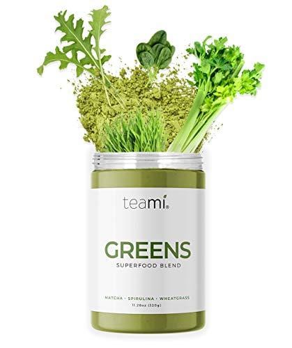 Teami® Greens Veggie Superfood Powder - 30 Servings - 16 Superfoods Including Spirulina, Wheatgrass, Chlorella, Garcinia Cambogia, Acai, and Kale