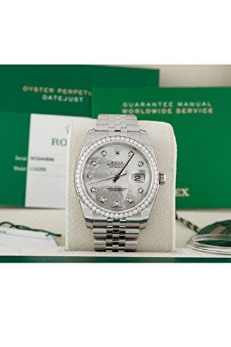 Rolex Datejust 36mm Mother Of Pearl Dial Diamond Bezel Steel Ladies Watch 116244