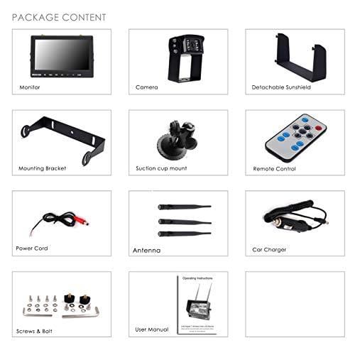 CAMONS Digital Wireless Backup Camera for RV, Trucks, Trailer Backup Camera with Monitor (7" Quad Split No Flicker, Built-in DVR), 120°HD Night Vision IP68 Waterproof Camera Rear/Side/Front with Mic