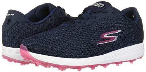 Skechers Women's Max Golf Shoe, Navy/Pink Textile, 9 M US