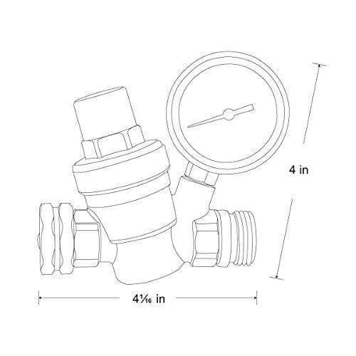 Esright Brass Water Pressure Regulator 3/4 Lead-Free with Gauge for RV Camper Adjustable Water Pressure Regulator,Build-in Oil (NH Threads)