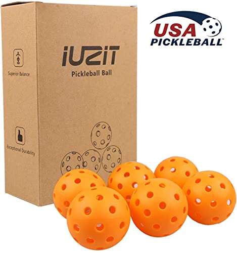 IUZIT Outdoor Pickleball Balls 40 Holes Specifically Designed for Pickleball Sport, High-Vis Optic Orange/Yellow Pickleballs USAPA Approved for Outdoor & Indoor Use