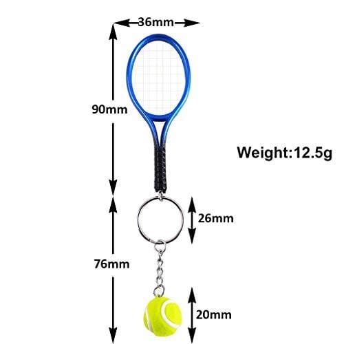 Pakala66 Tennis Racket Keychain Sport Style Tennis Ball Keyring Great Tennis Gift for Sport Lovers, 6 Color Set