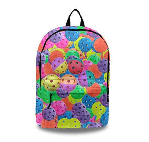 Stylish School Backpack Bookbags College Bags Satchel Travel Bag Daypack (Pickleball Balls Colors Pattern)