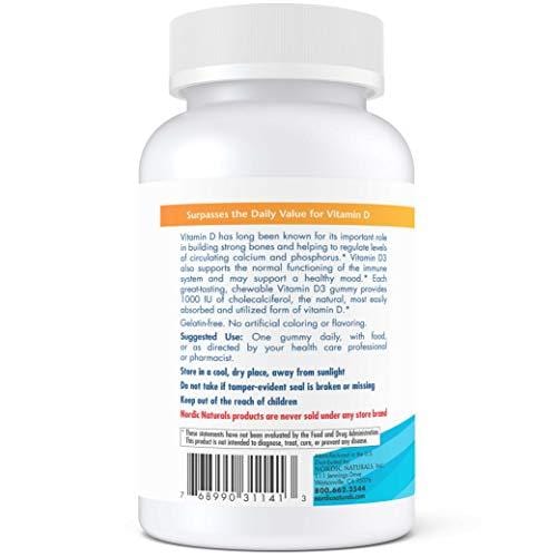 Nordic Naturals Vitamin D3 Gummies, 1000 Iu Vitamin D3 Cholecalciferol, 120 Count