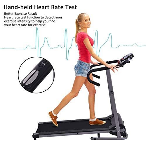 Goplus Folding Treadmill 1100W Running Jogging Machine for Home with LCD Display and Pad Holder