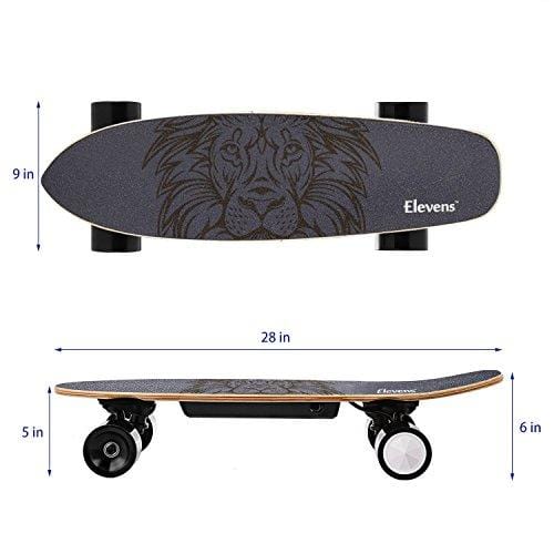 Elevens Electric Skateboard 10 MPH 10 Miles, 120W Motorized Electric Longboard Body Induction 28''