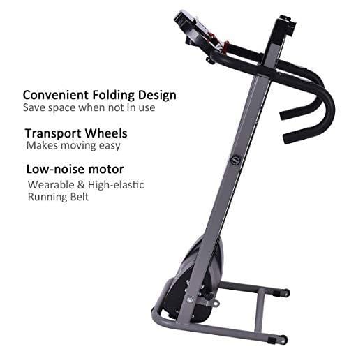 Goplus Folding Treadmill 1100W Running Jogging Machine for Home with LCD Display and Pad Holder