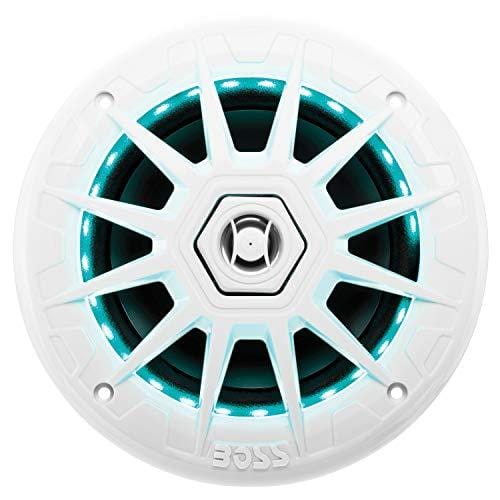 BOSS Audio MRGB65 200 Watt (Per Pair), 6.5 Inch, Full Range, 2 Way Marine Speakers, (Sold in Pairs) Multi Color LED Illumination with Wireless Radio Frequency Remote