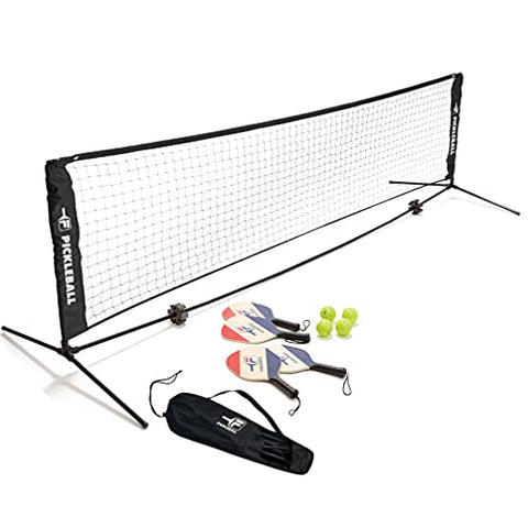 FILA Accessories Pickleball Net Set - Includes Pickleball Paddles Set of 4 with Regulation Size 4 Outdoor Balls & 10ft All-Weather Mesh Net for Indoor or Outdoor Use - Lightweight, Quick & Easy Setup