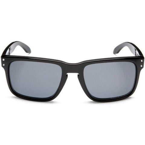 Oakley Men's Holbrook Polarized Rectangular Sunglasses,Polished Black Frame/Grey Lens,one size