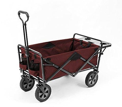 Mac Sports Collapsible Outdoor Utility Wagon with Folding Table and Drink Holders, Maroon [product _type] Mac Sports - Ultra Pickleball - The Pickleball Paddle MegaStore