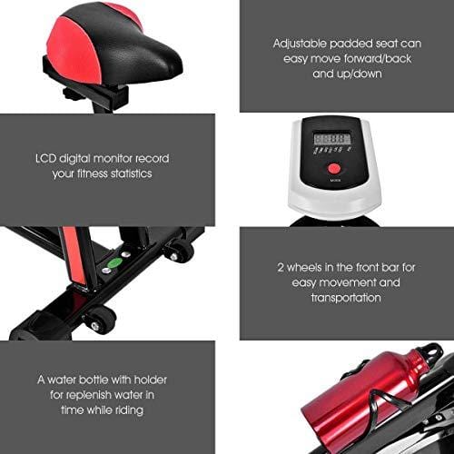 GOPLUS Adjustable Exercise Bike, Stationary Bike, Indoor Cycle Bike, with Heart Rate Sensors, LCD Display, Professional Exercise Bike for Home and Gym Use