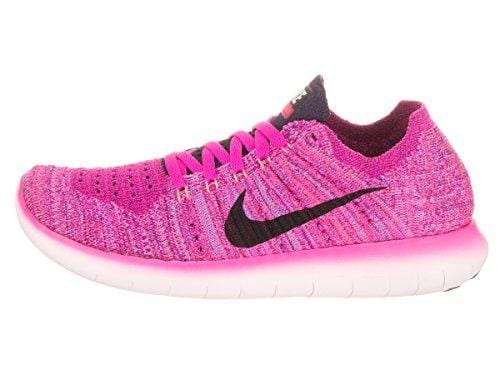 Nike Women's Free Running Motion Flyknit Shoes, Fire Pink/Black/Peach Cream - 10 B(M) US