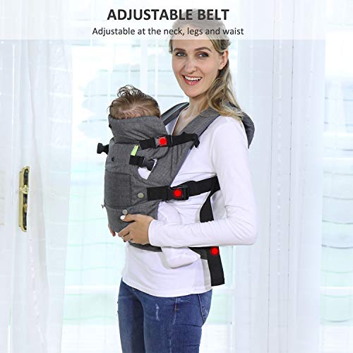 Baby Soft Carrier, 4-in-1 Ergonomic Convertible Carrier with Adjustable Straps and Breathable Mesh (Grey)